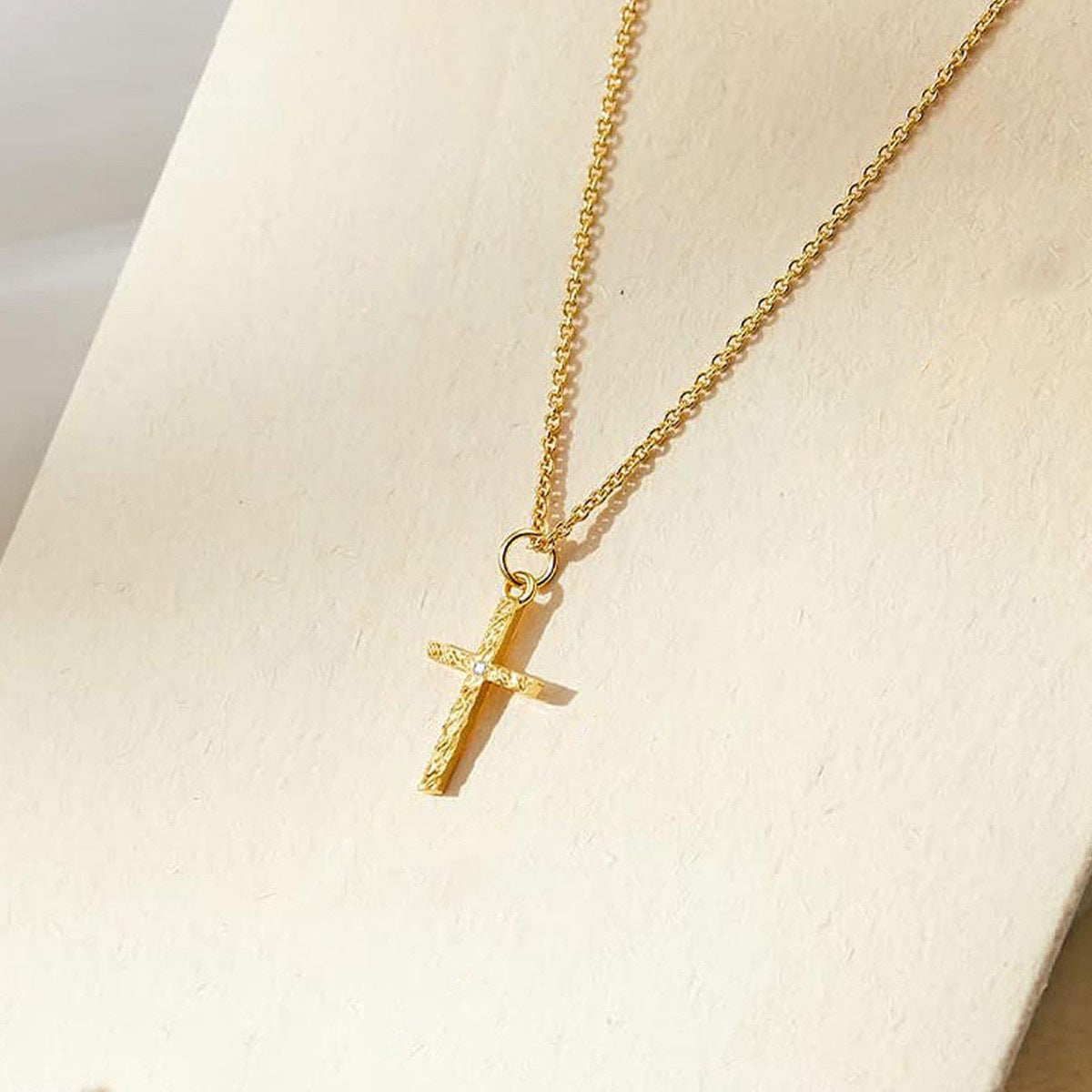 Layered Letter & Cross Necklace Set