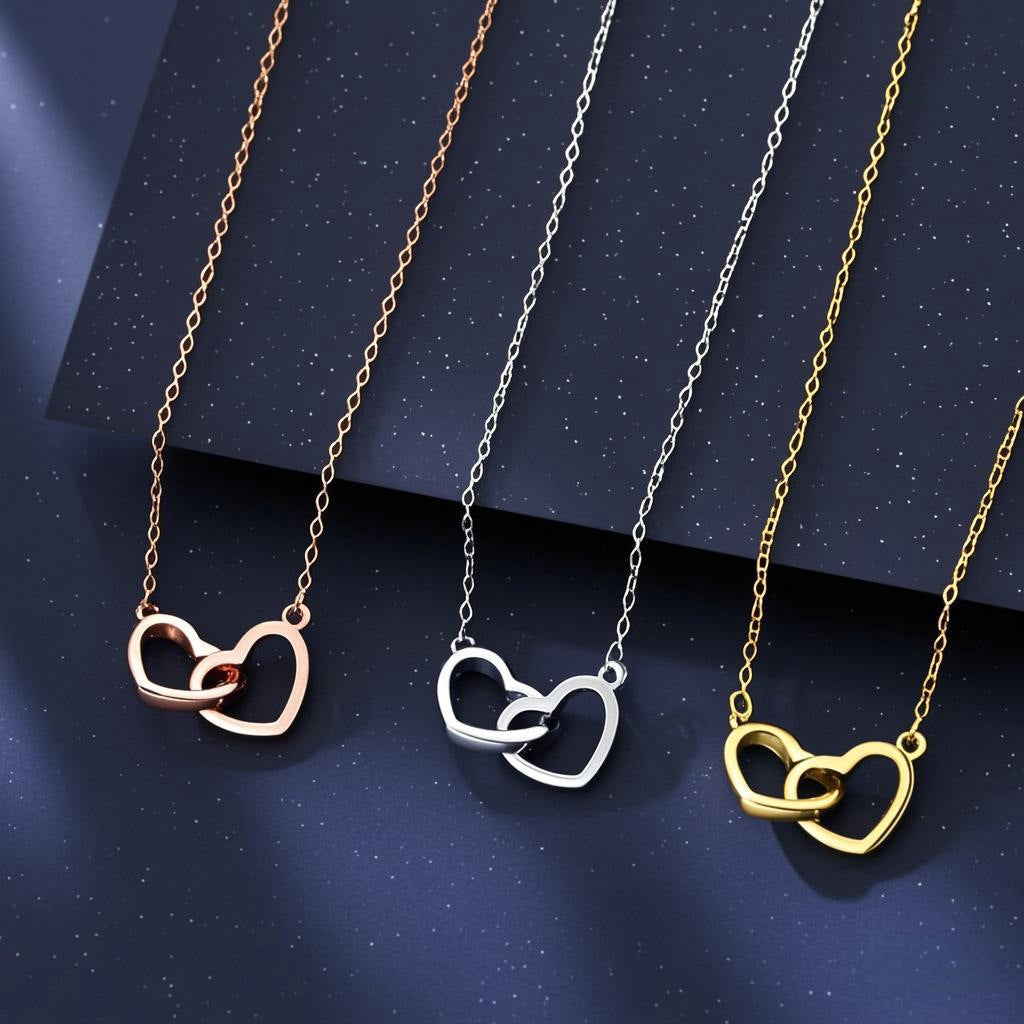 Double Heart Titanium Necklace