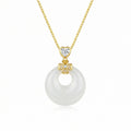 Elegant Heart & Flower Jade Donut Necklace