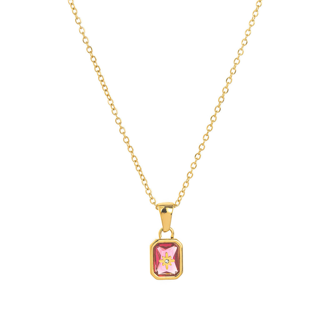 18K Gold-Plated Birthstone Crystal Necklace