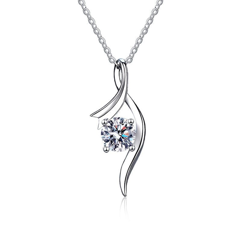 Classic Moissanite Bow Pendant Necklace