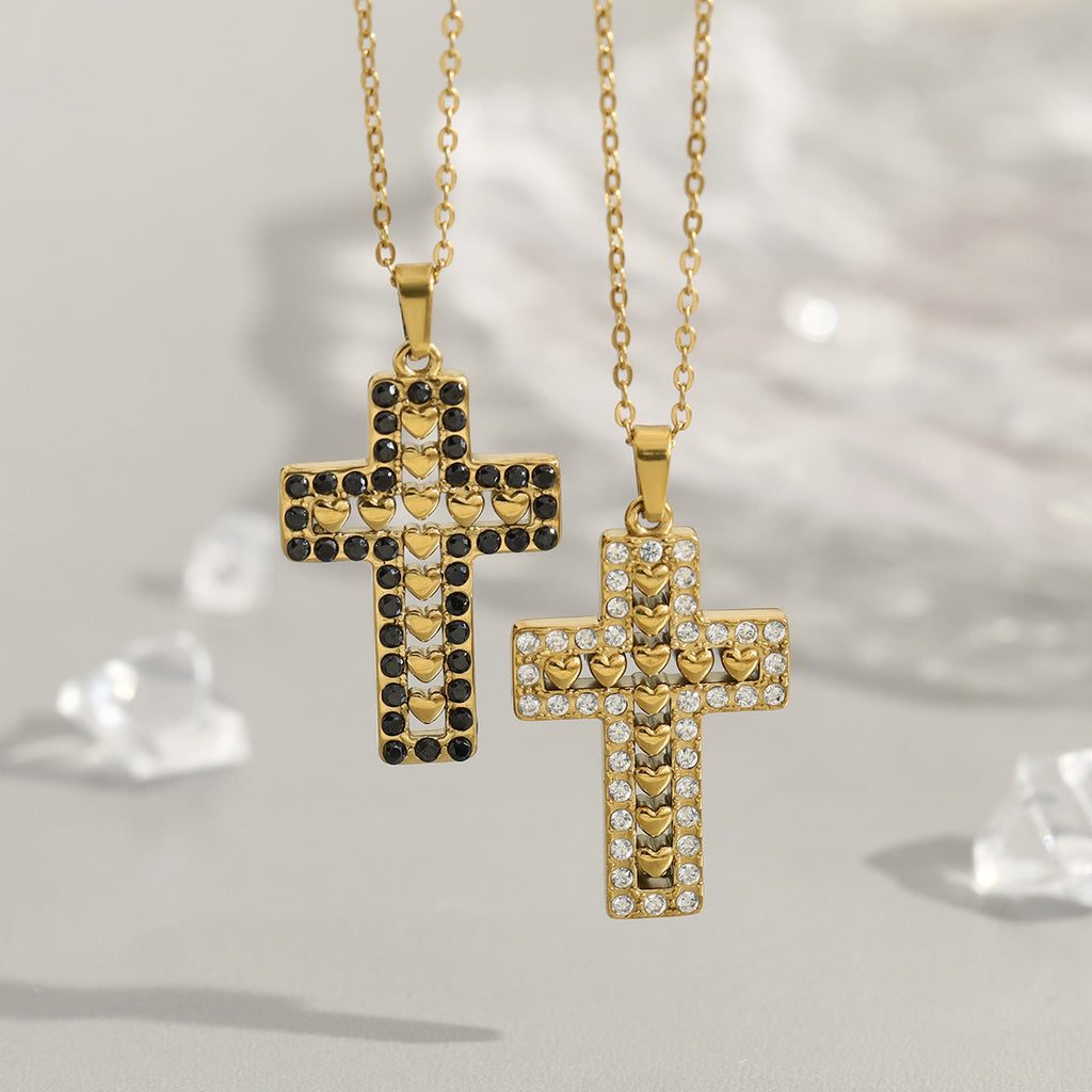 18K Gold Diamond Cross Necklace