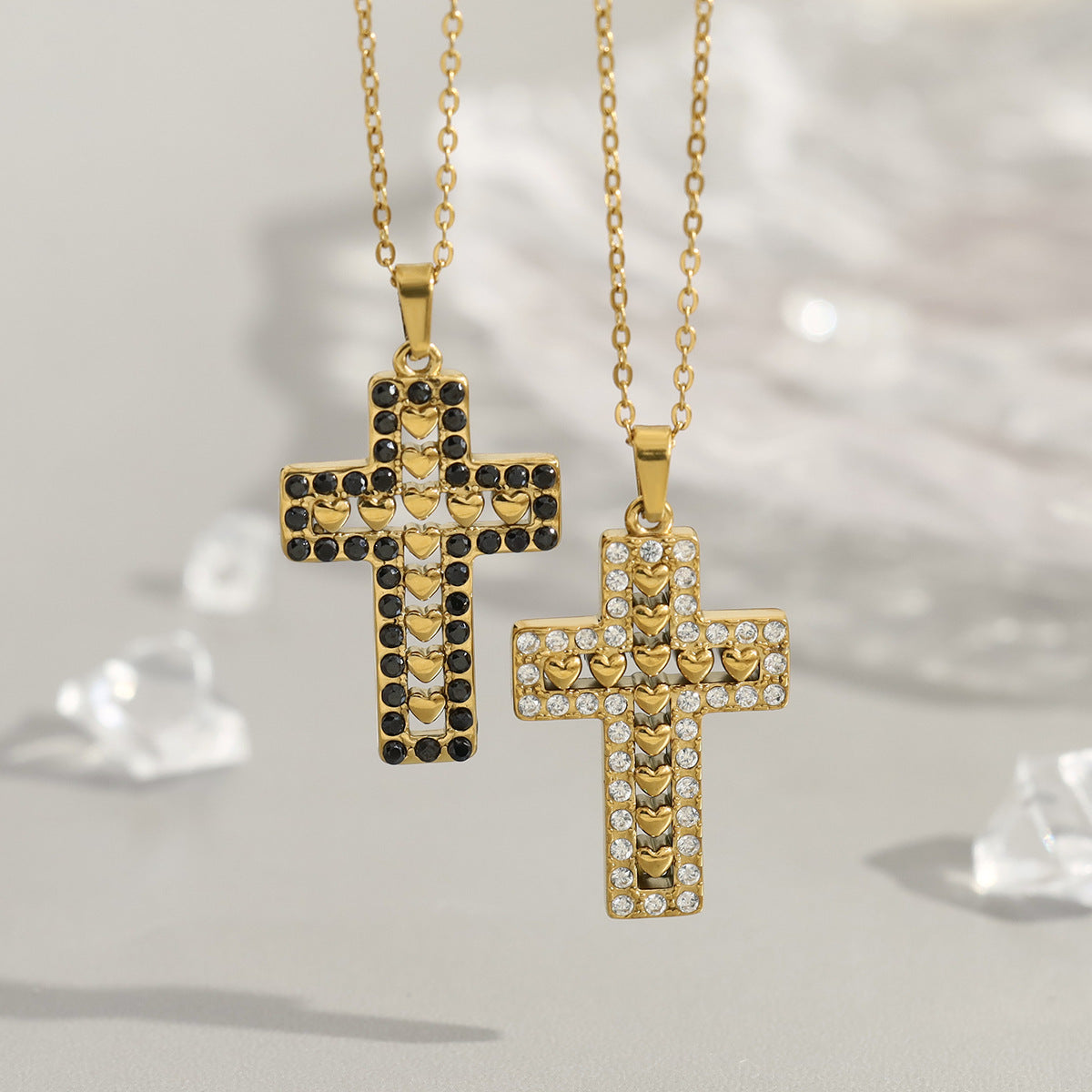 18K Gold Diamond Cross Necklace