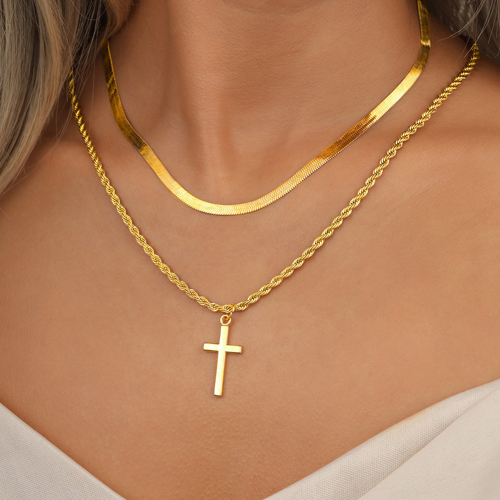 Double-Layer Cross Necklace