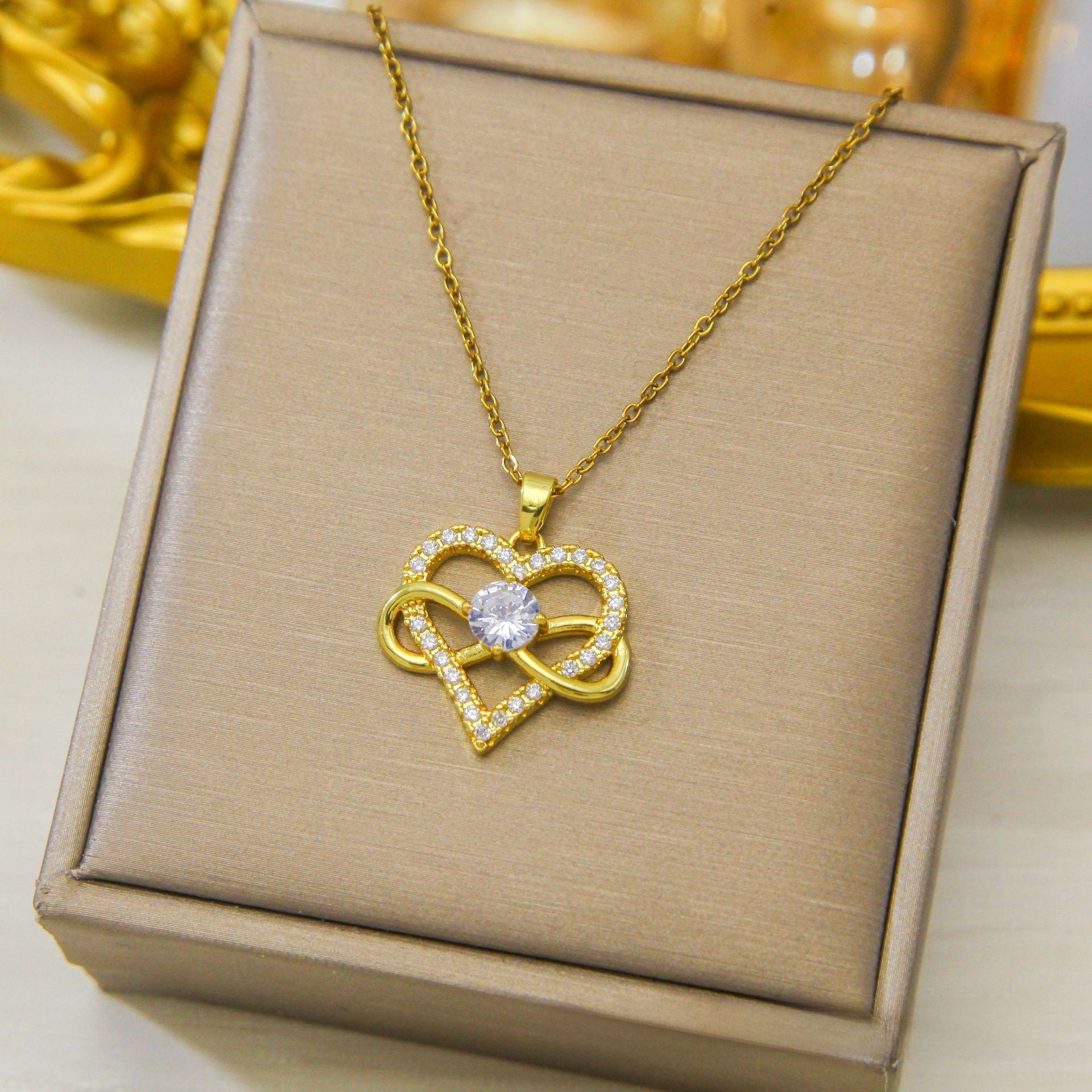 Heart & Infinity Titanium Steel Necklace