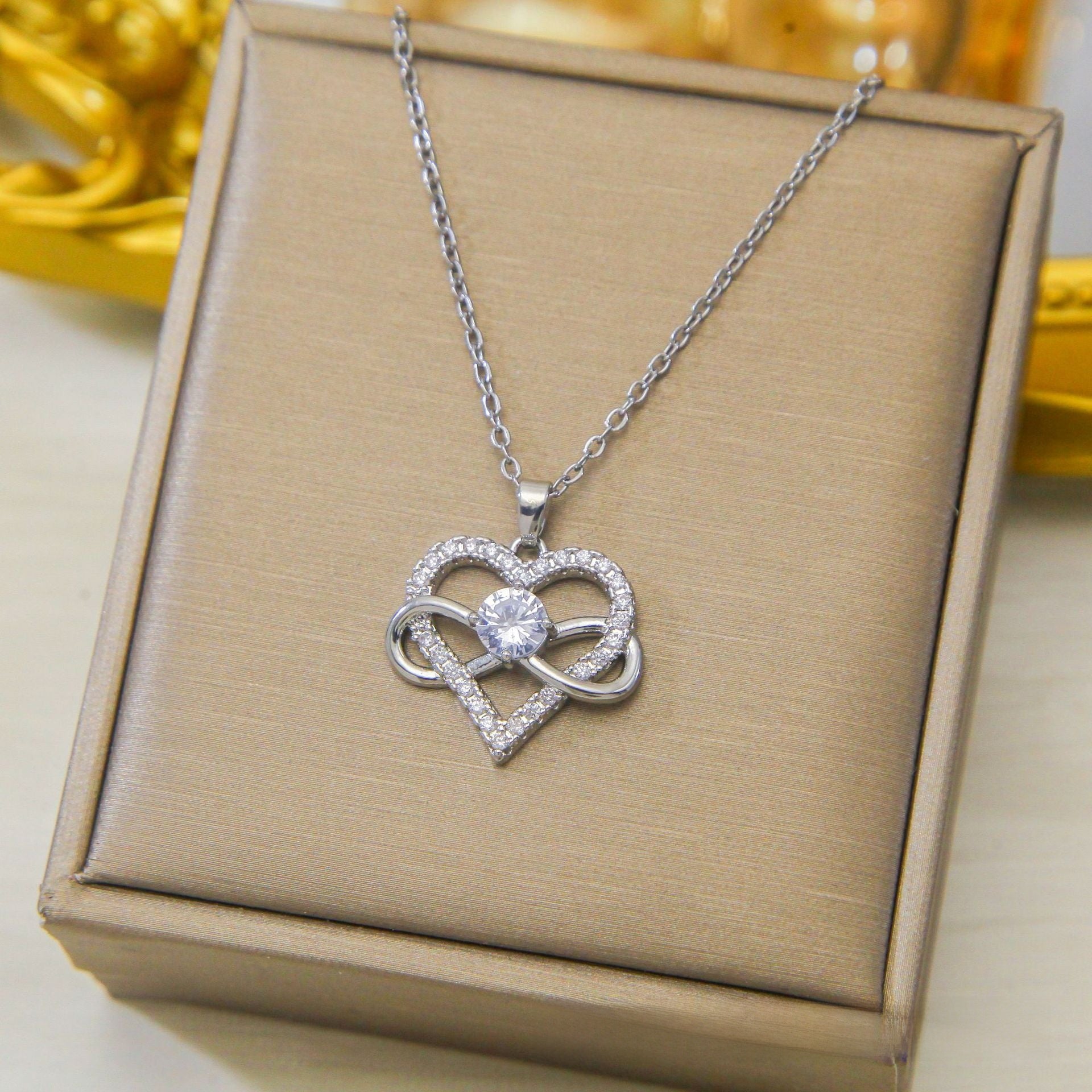 Heart & Infinity Titanium Steel Necklace