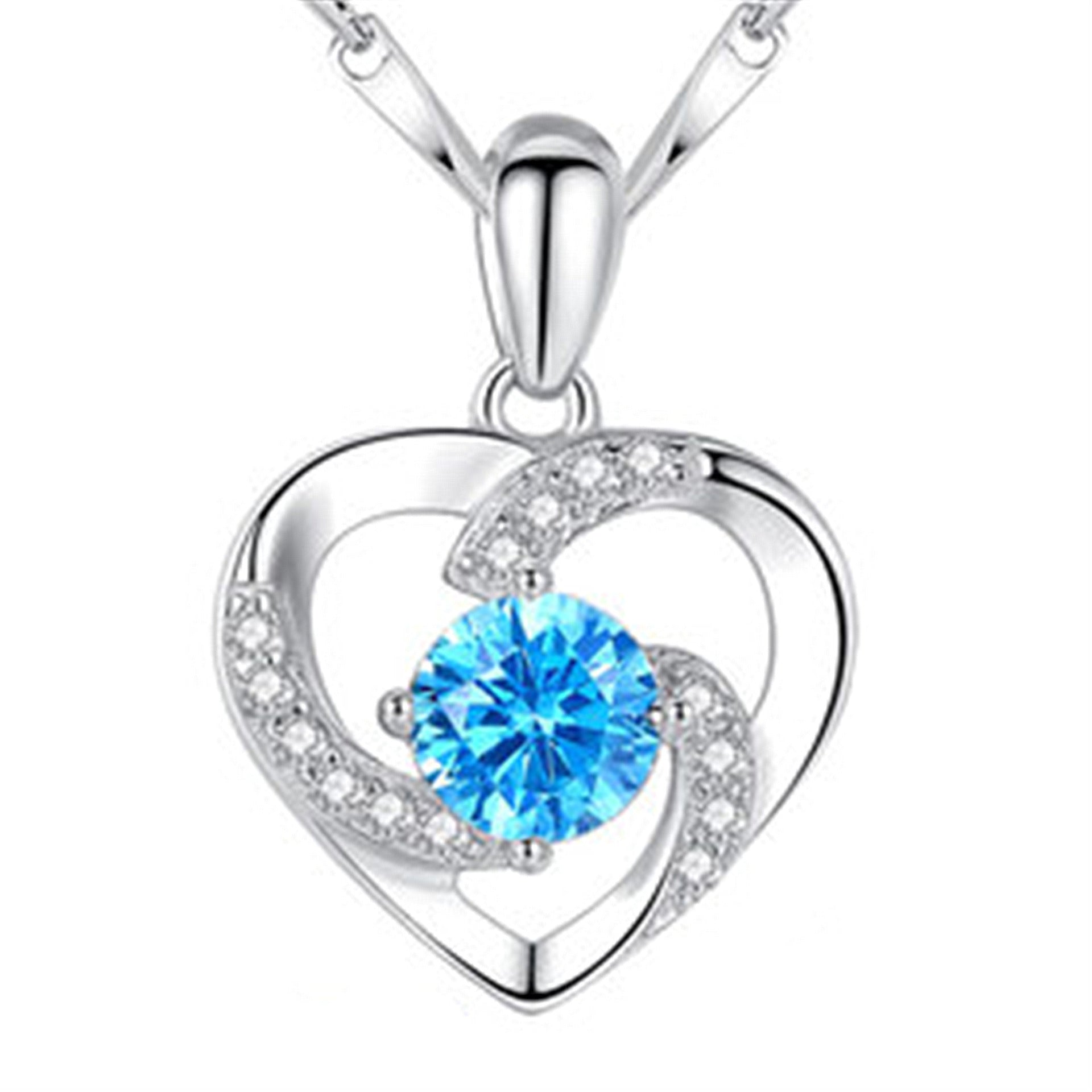 Heart-Shaped Zircon Pendant Necklace