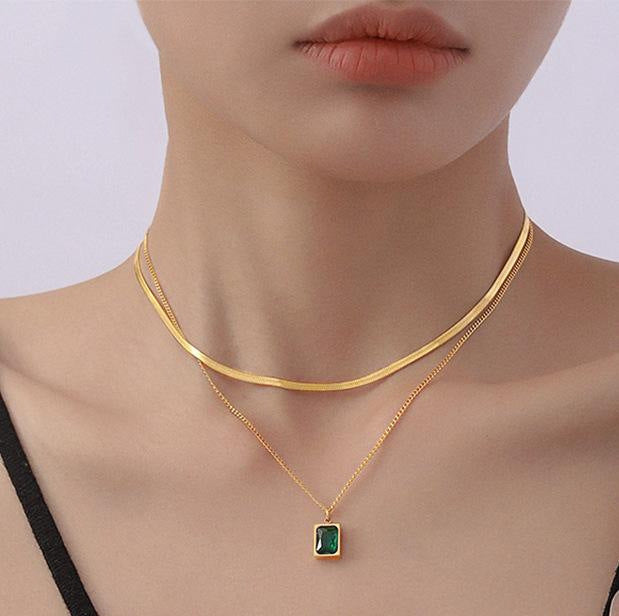 Double Layer Geometric Necklace