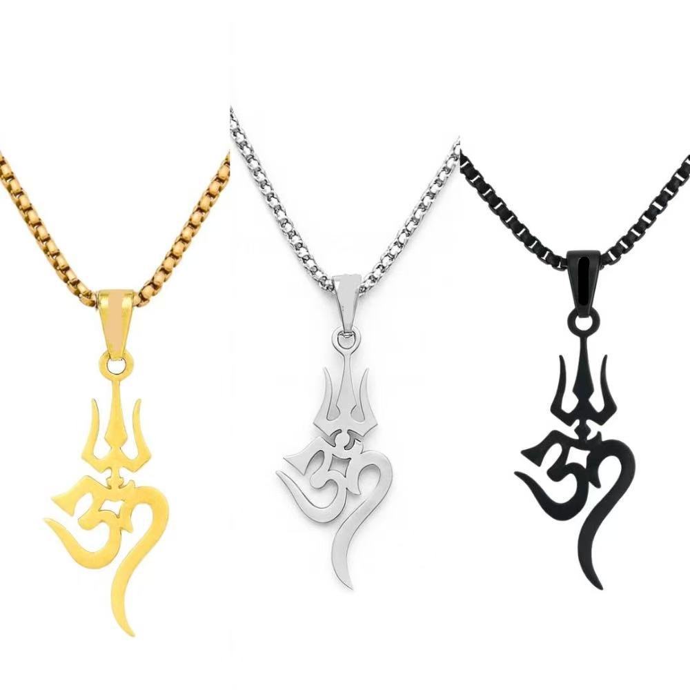 Trishul Om Symbol Titanium Steel Necklace