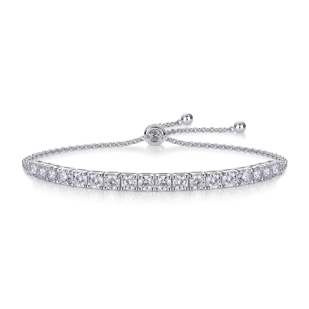 Adjustable Moissanite Tennis Bracelet - Sterling Silver