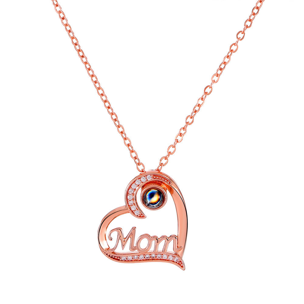 Mom Heart-Shaped Projection Necklace