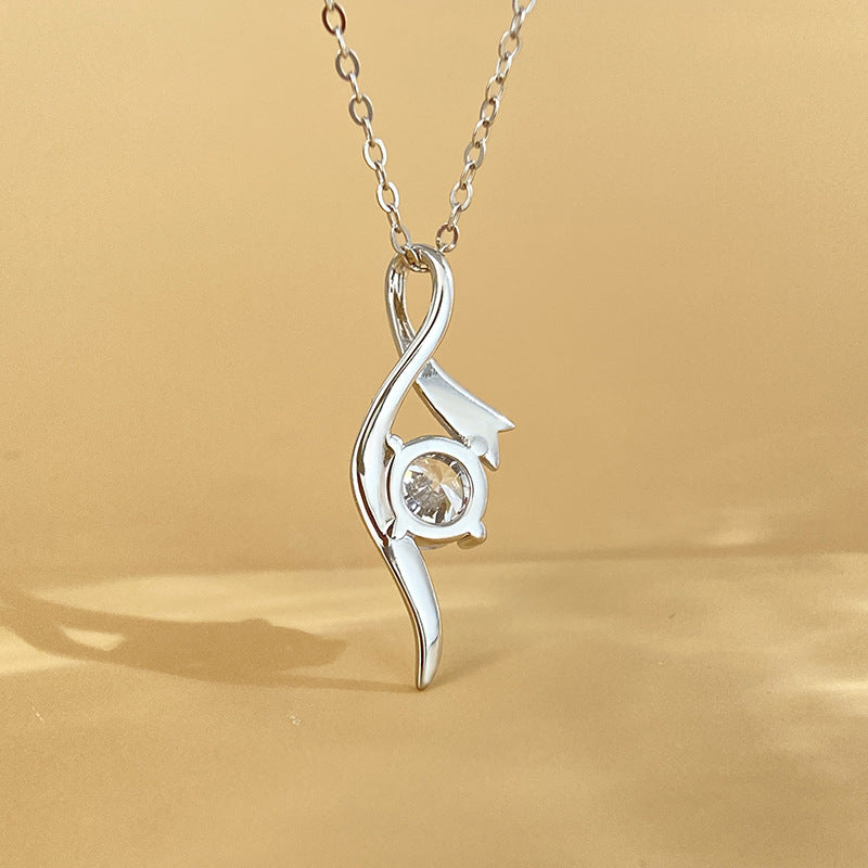 Classic Moissanite Bow Pendant Necklace