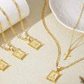 Layered Letter & Cross Necklace Set