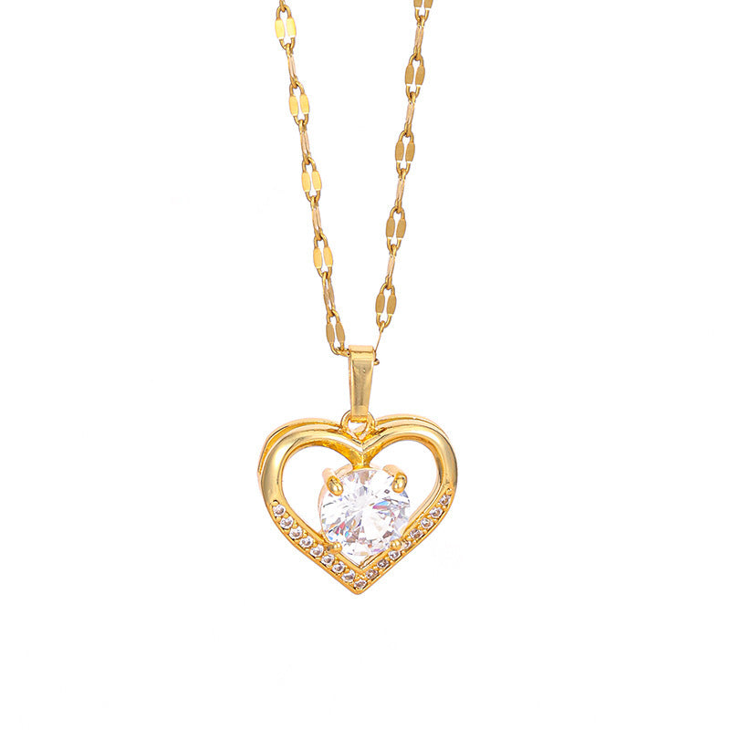 Heart-Shaped Zircon Clavicle Necklace