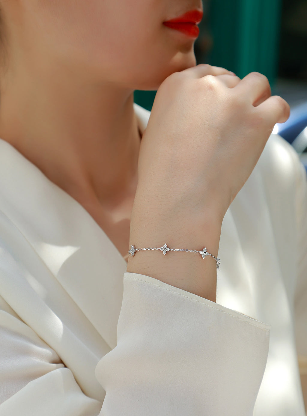 Silver Bracelet Electroplated with Platinum