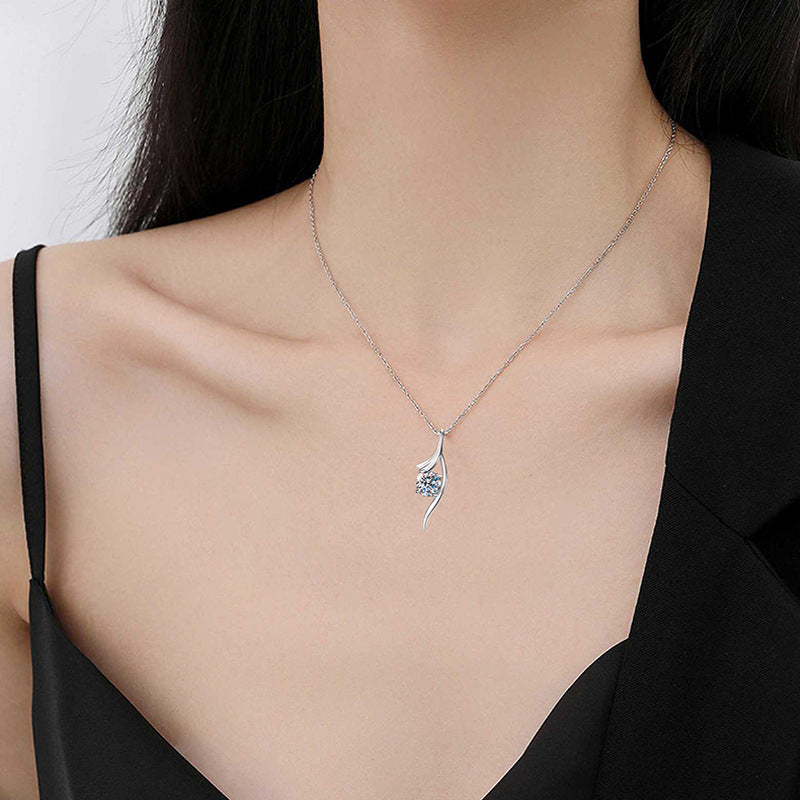 Classic Moissanite Bow Pendant Necklace