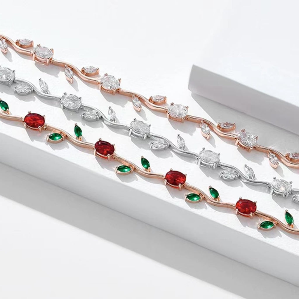 Zircon Leaf Branch Bracelet