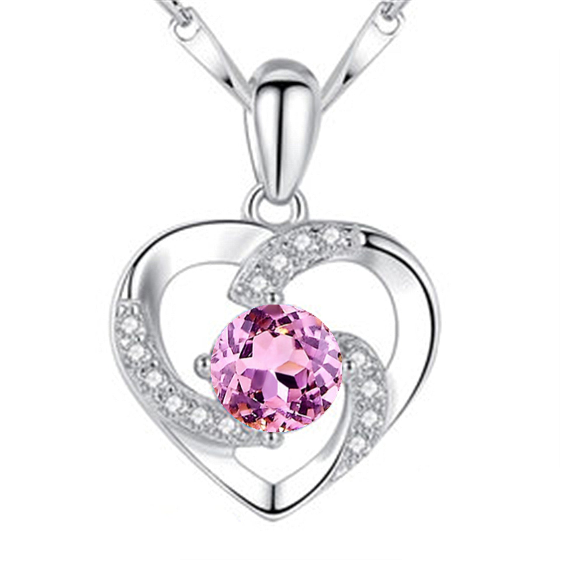 Heart-Shaped Zircon Pendant Necklace