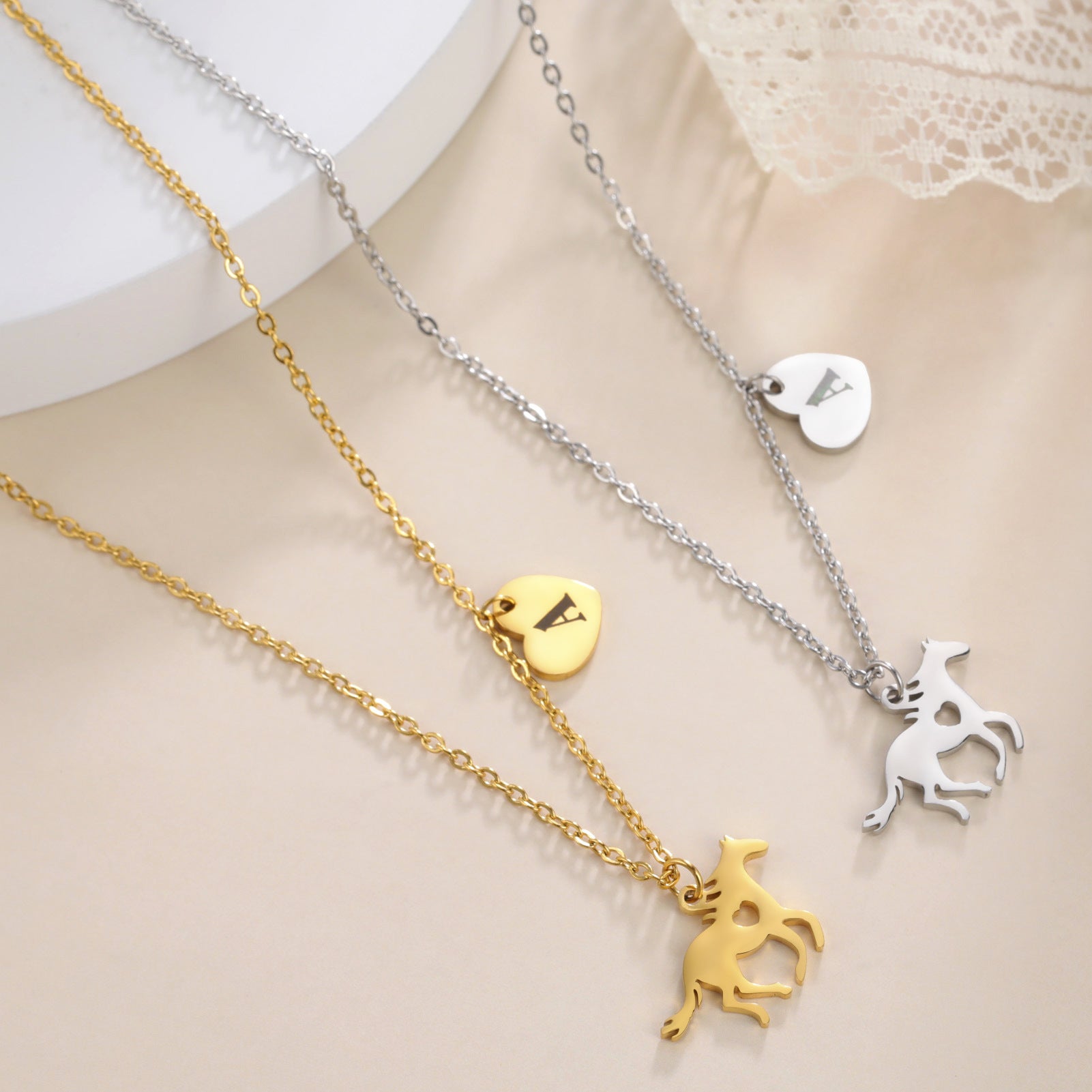 Titanium Heart Pony Necklace