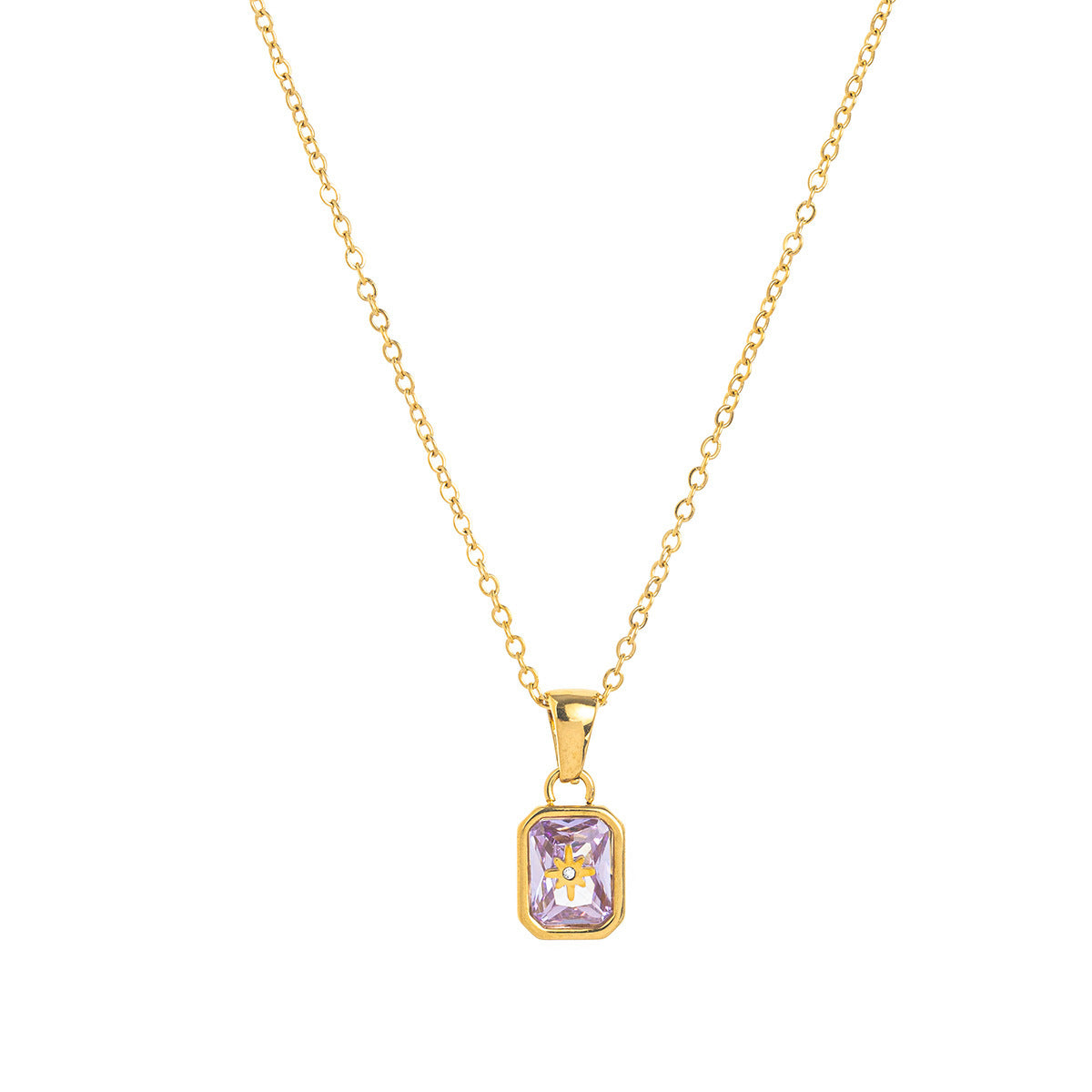 18K Gold-Plated Birthstone Crystal Necklace