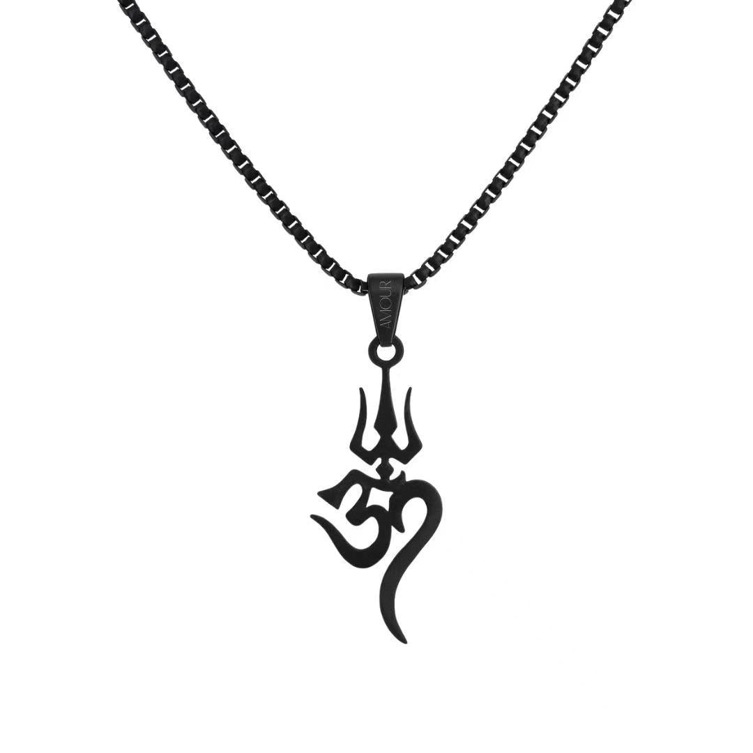 Trishul Om Symbol Titanium Steel Necklace