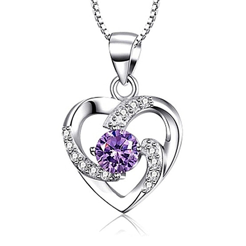 Heart-Shaped Zircon Pendant Necklace
