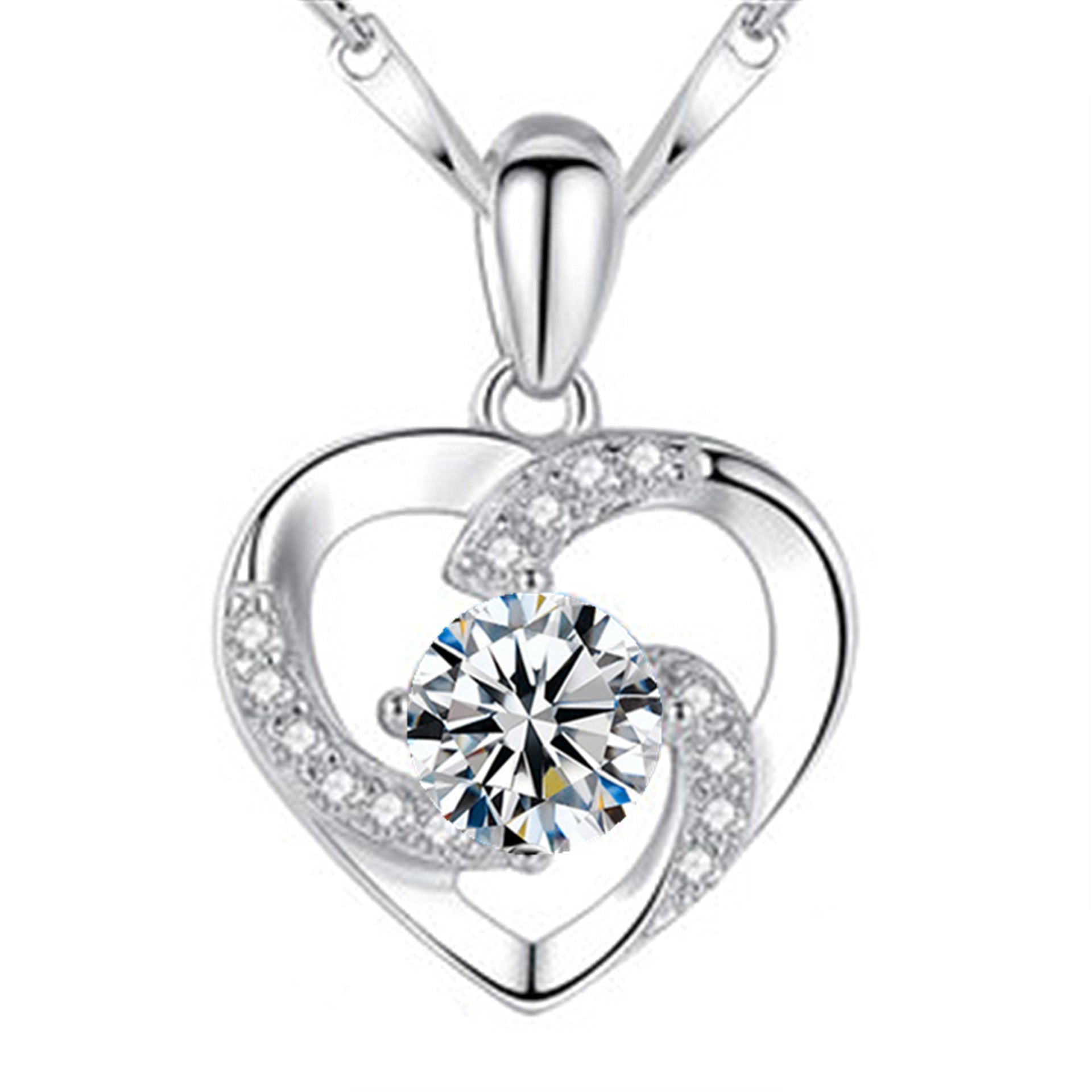 Heart-Shaped Zircon Pendant Necklace