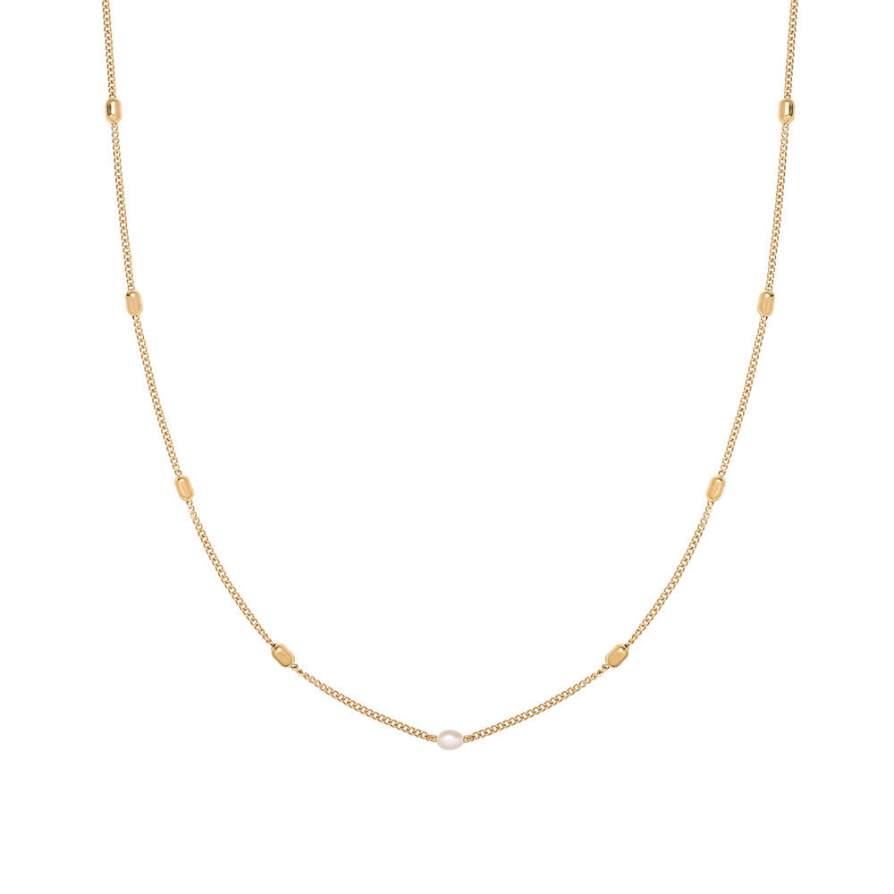 18K Gold-Plated Pearl & Rice-Bead Choker Necklace