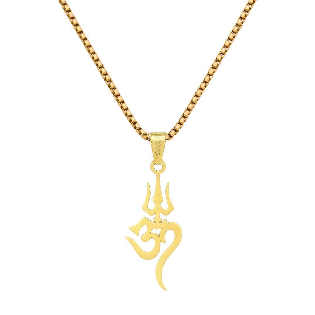 Trishul Om Symbol Titanium Steel Necklace