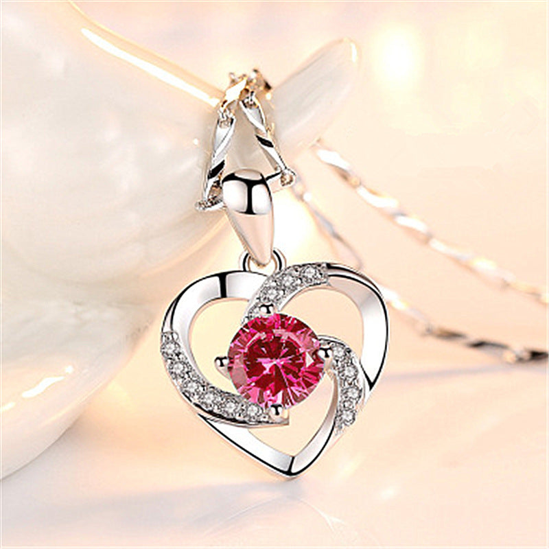 Heart-Shaped Zircon Pendant Necklace