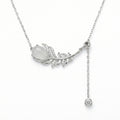 Silver Feather Necklace with Moonstone