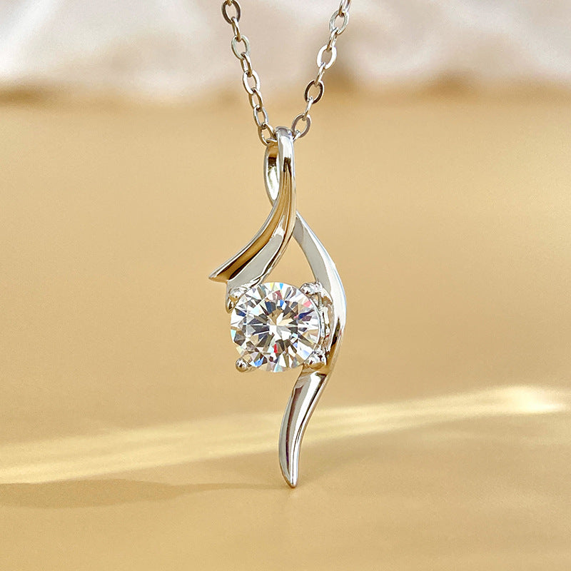 Classic Moissanite Bow Pendant Necklace