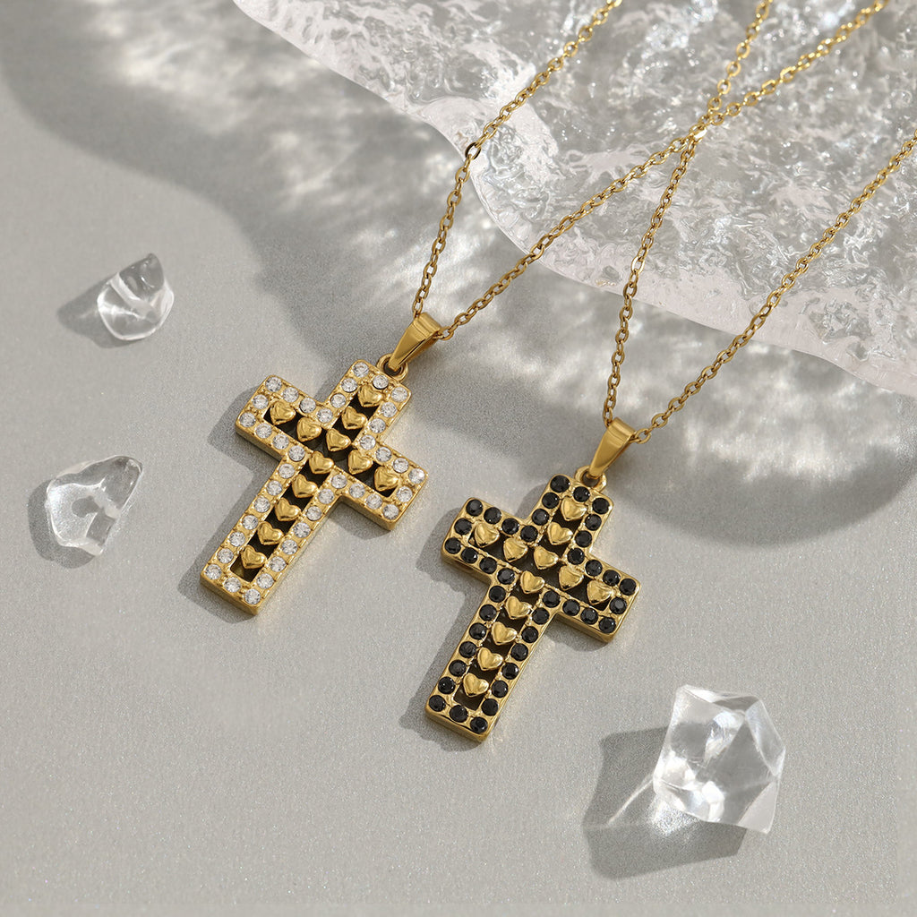 18K Gold Diamond Cross Necklace