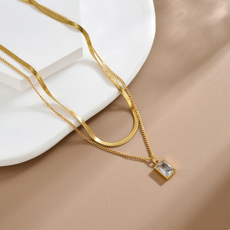 Double Layer Geometric Necklace