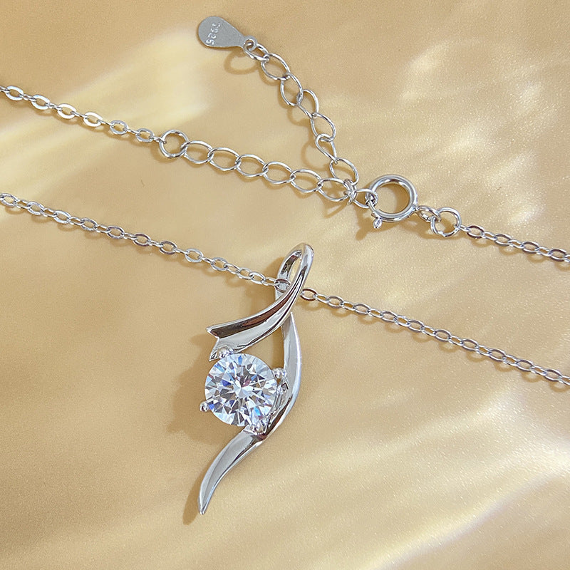 Classic Moissanite Bow Pendant Necklace