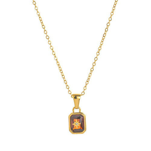 18K Gold-Plated Birthstone Crystal Necklace