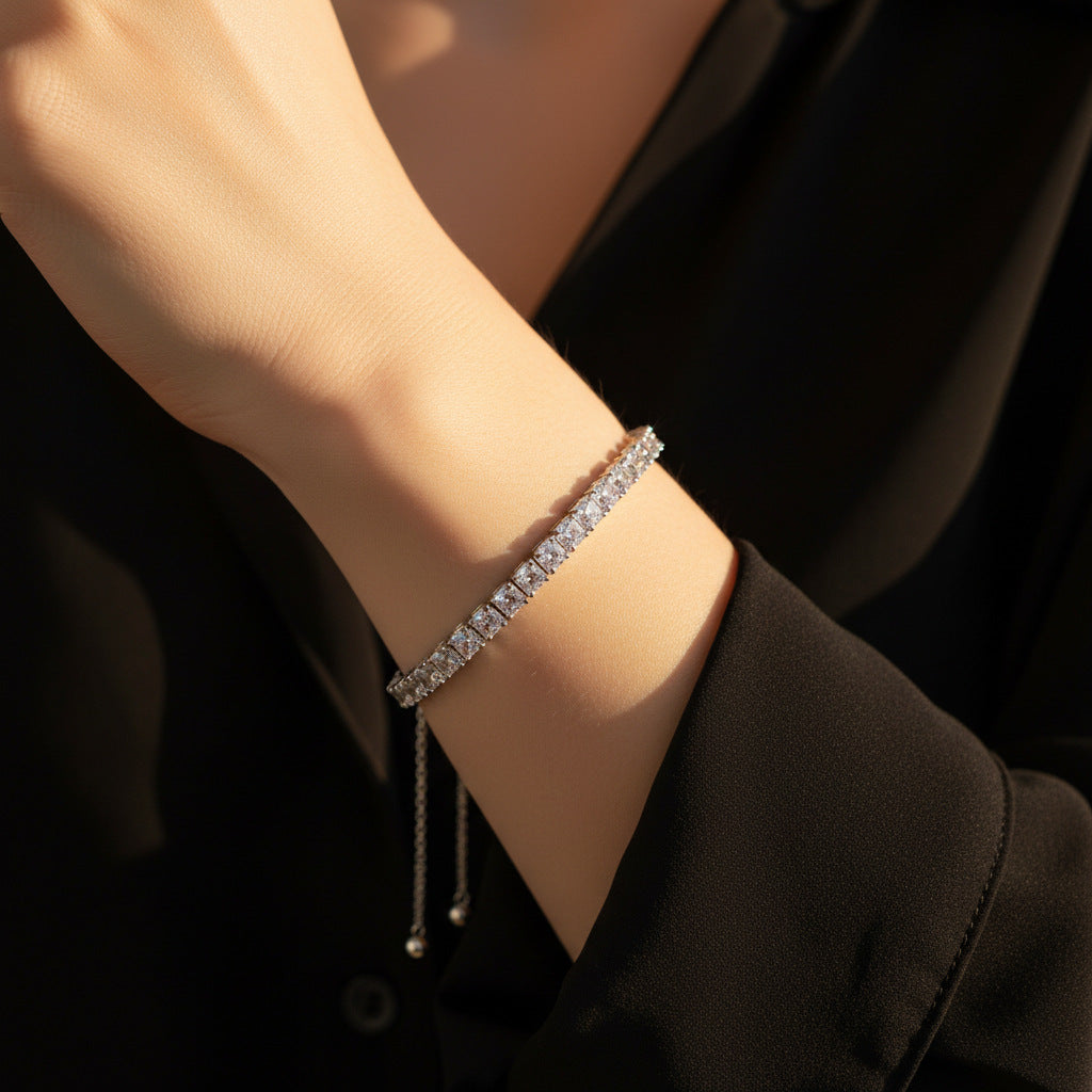 Adjustable Moissanite Tennis Bracelet - Sterling Silver