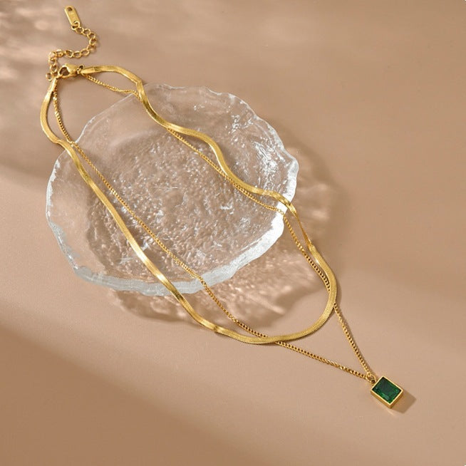 Double Layer Geometric Necklace