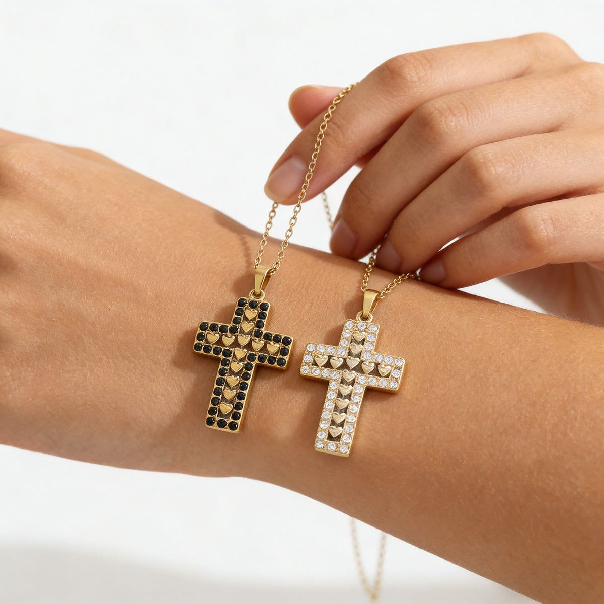 18K Gold Diamond Cross Necklace