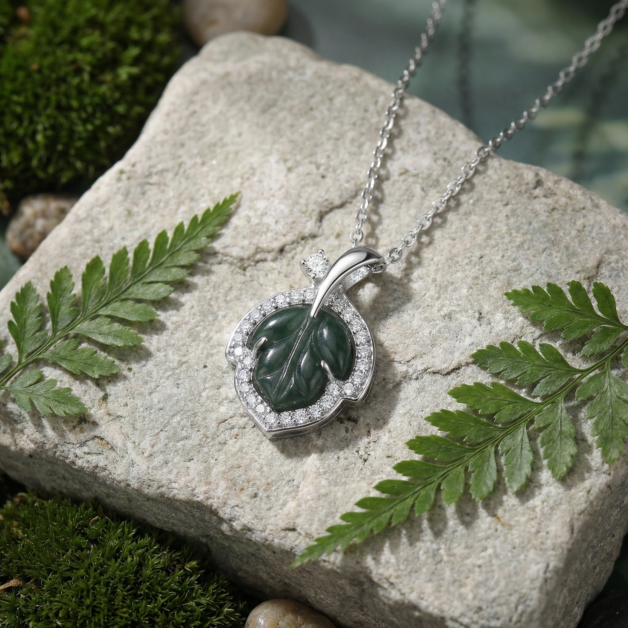 Elegant Green Leaf Necklace
